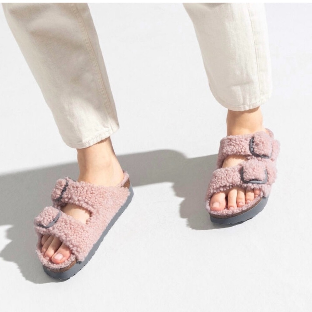 Birkenstock Pink Fuzzy Sandals